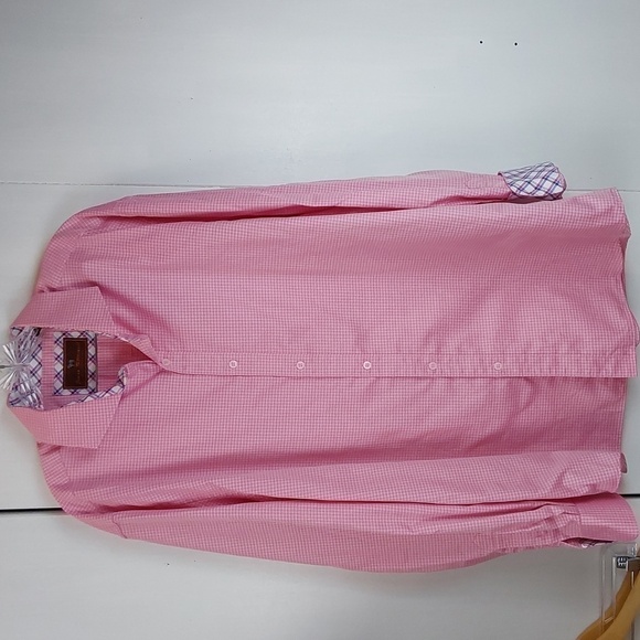 James Tattersall Mens Pink Button Down Dress Shirt Flip CUFF Preppy Sz.XXL - Picture 1 of 10